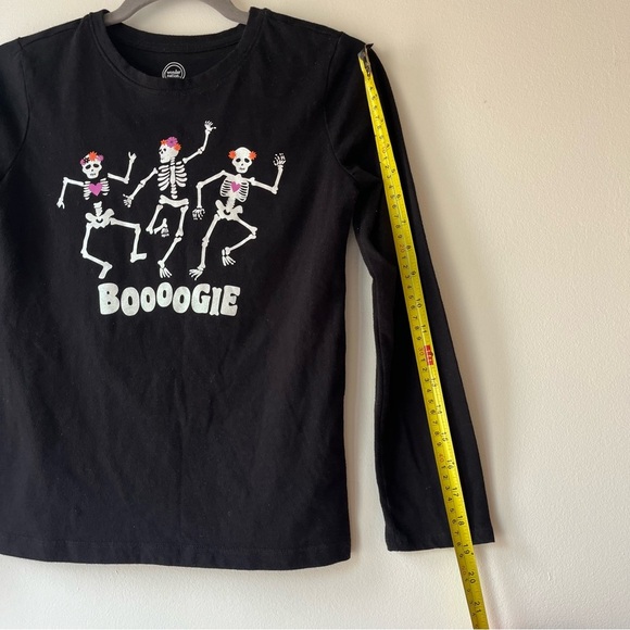🌼 5/$25 Wonder Nation Halloween Skeleton Dance Graphic Tee Long Sleeve Black L - Picture 5 of 8